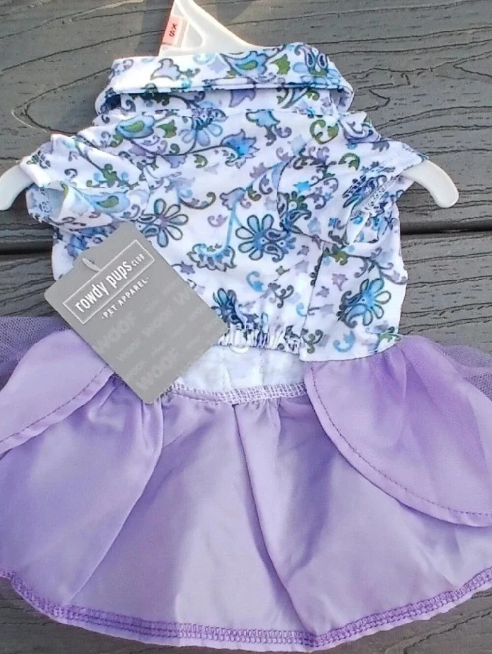 Floral Print Denim-Style Top with Lavender Tulle Skirt